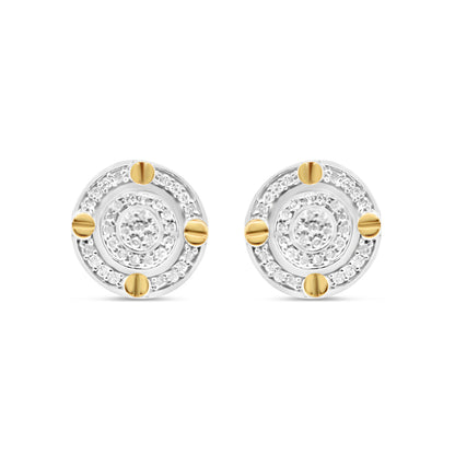 10K Yellow Gold | Diamonds Round Pyramid Earrings | 0.28CTW | 9.63MM