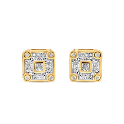 10K Yellow Gold | Diamond Square Earrings | 0.09CTW | 6.66MM