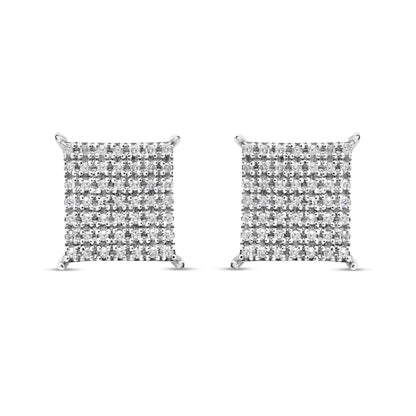 10k Gold Diamond Square Earrings 11mm .31CTW