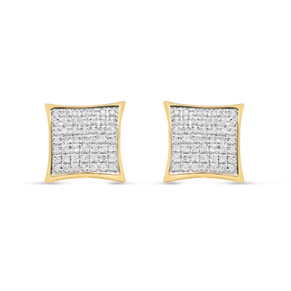 10k Gold Diamond Round Earrings 11mm .18CTW