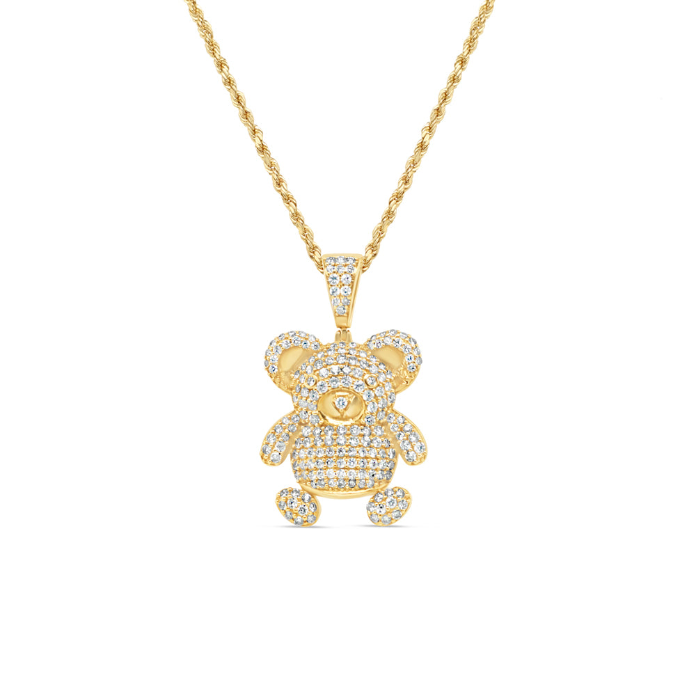 Little Bear Diamond Pendant with Necklace | 14K Yellow Gold | 25.73MM| 3.07CT