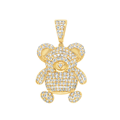 Little Bear Diamond Pendant with Necklace | 14K Yellow Gold | 25.73MM| 3.07CT