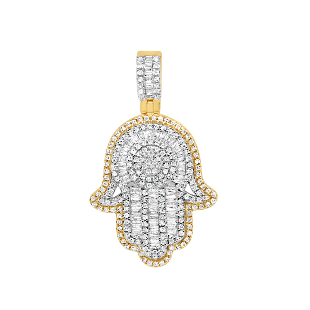 Hamsa Pendant with Chain/Necklace | 14K Yellow Gold | 1.67CTW