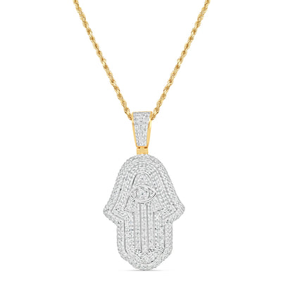 Hamsa Pendant with Chain/Necklace | 10K Yellow Gold 1.44CT
