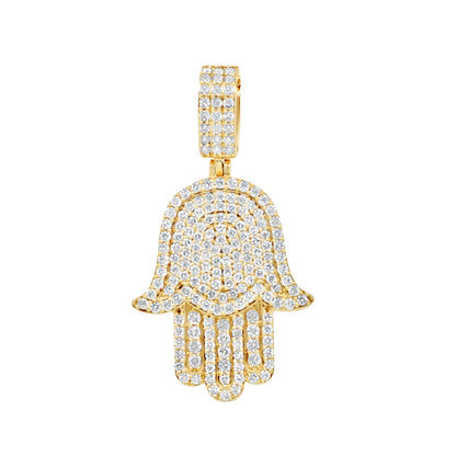 Hamsa Pendant with Chain/Necklace | 14K Yellow Gold |  1.50CT