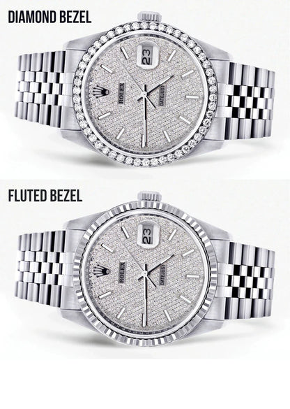 Diamond Mens Rolex Datejust Watch 16014| 36MM | Full Diamond Dial | Jubilee Band