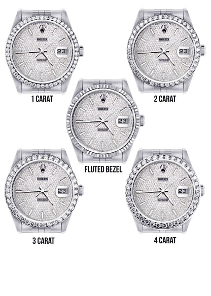 Diamond Rolex Datejust Watch 16200 | 36MM | Full Diamond Dial | Stainless Steel | Jubilee Band