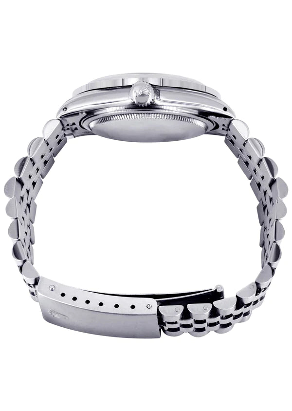 Diamond Rolex Datejust Watch 16200 | 36MM | Full Diamond Color Roman Dial | Stainless Steel | Jubilee Band
