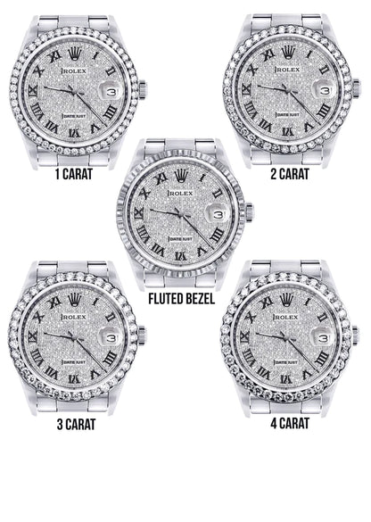 Diamond Rolex Datejust Watch 16200 for Men | 36MM | Full Diamond Roman Dial | Stainless Steel | Oyster Band