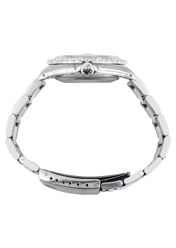 Diamond Rolex Datejust Watch 16200 | 36MM | Full Diamond Color Roman Dial | Stainless Steel | Oyster Band