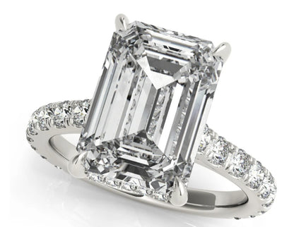 3.60 ctw E VS1 Emerald Lab Grown Diamond Halo Pave Halo Engagement Ring 14kt