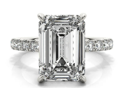 3.60 ctw E VS1 Emerald Lab Grown Diamond Halo Pave Halo Engagement Ring 14kt