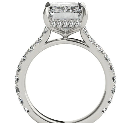 3.60 ctw E VS1 Emerald Lab Grown Diamond Halo Pave Halo Engagement Ring 14kt