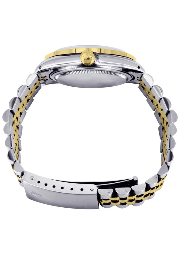 Special Rolex Datejust Watch | 36MM | Mop Dial Diamond bezel  | Jubilee Band Two Tone Diamond Bangle Diamond Earrings