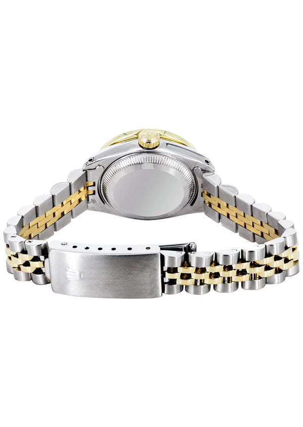 Womens Diamond Gold Rolex Watch | 1 Carat Bezel | 26Mm | Mother of Pearl Dial | Jubilee Band