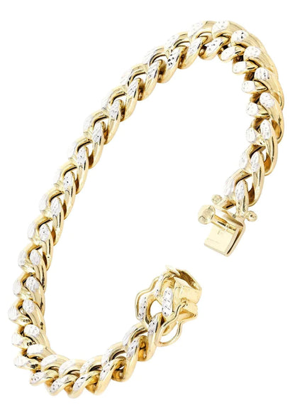 Hollow Diamond Cut Miami Cuban Link Bracelet 10K/14K - Yellow Gold
