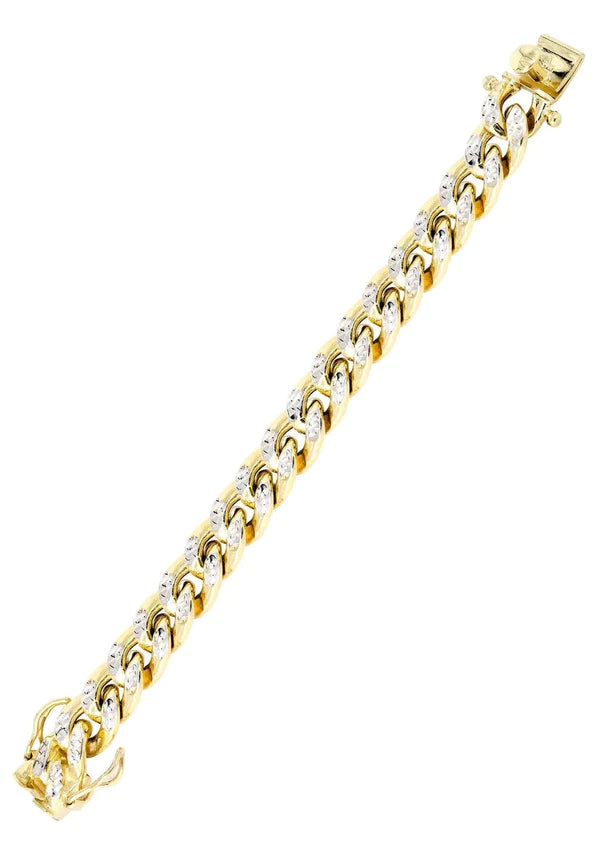Hollow Diamond Cut Miami Cuban Link Bracelet 10K/14K - Yellow Gold