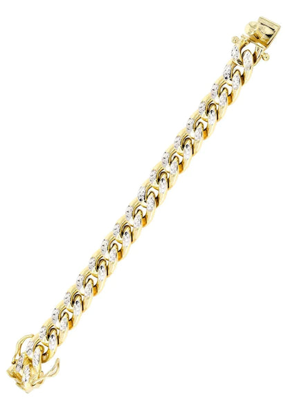 Hollow Diamond Cut Miami Cuban Link Bracelet 10K/14K - Yellow Gold
