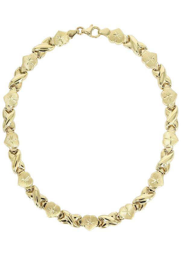 YELLOW GOLD "XO HEART" NECKLACE FOR WOMEN 10K/14K