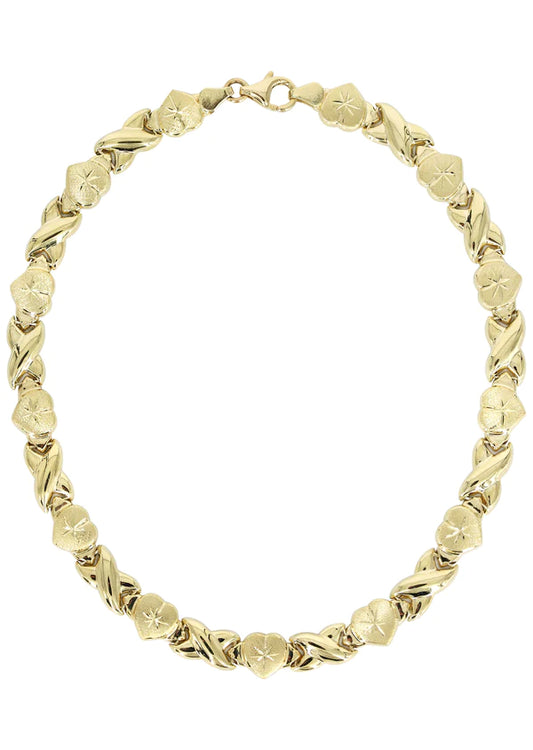 YELLOW GOLD "XO HEART" NECKLACE FOR WOMEN 10K/14K