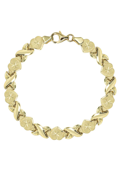 YELLOW GOLD "XO HEART" BRACELET FOR WOMEN 10K/14K