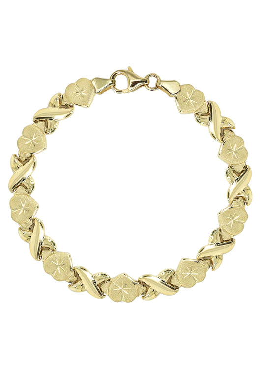 YELLOW GOLD "XO HEART" BRACELET FOR WOMEN 10K/14K