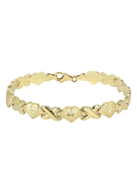YELLOW GOLD "XO HEART" NECKLACE & BRACELET SET FOR WOMEN | APPX 16.9 GRAMS