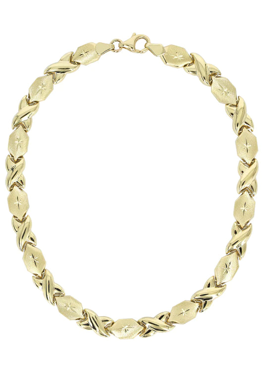 YELLOW GOLD "XO" NECKLACE & BRACELET SET FOR WOMEN 10K/14K APPX 17.1 GRAMS