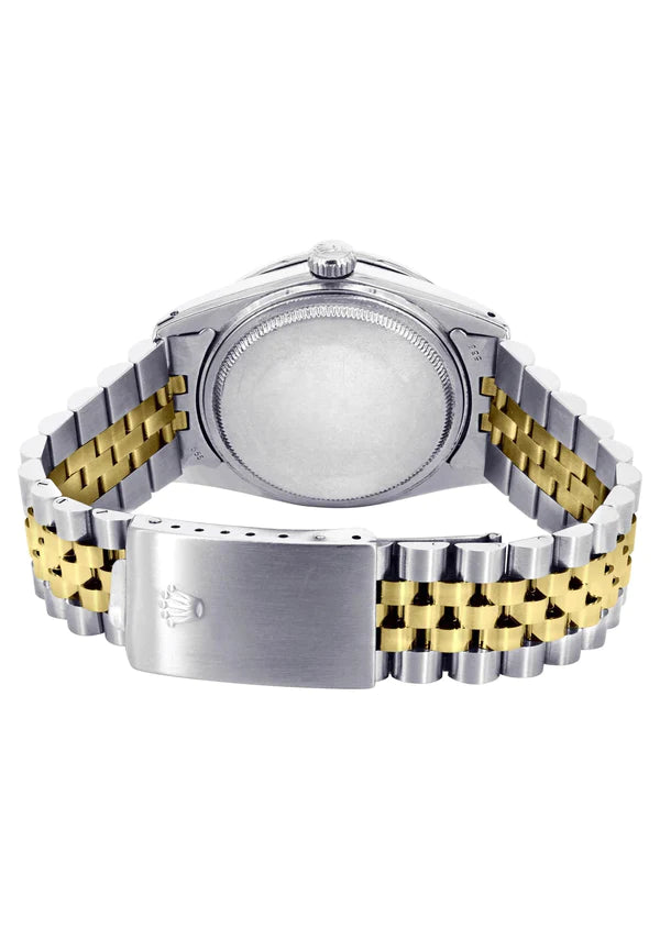 Diamond Gold Rolex Datejust Watch 16233 | 36MM | Full Diamond Dial | Stainless Steel | Jubilee Band