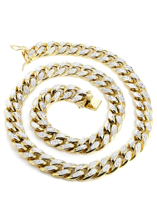 hollow yellow pave cuban chain