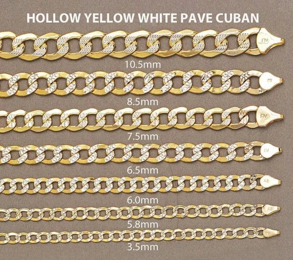 hollow yellow white pave cuban 