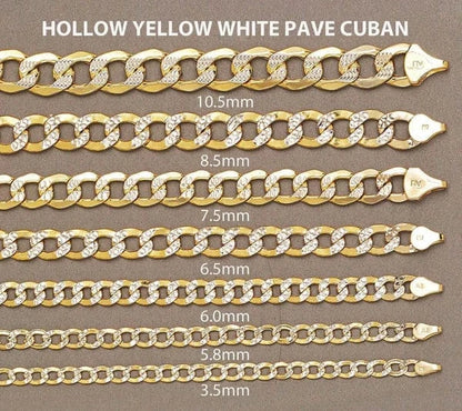 hollow yellow white pave cuban 