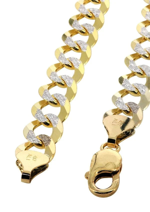 hollow yellow white pave cuban bracele