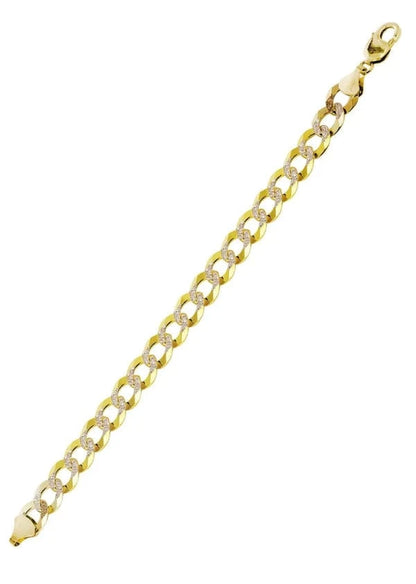 hollow yellow white pave cuban bracele