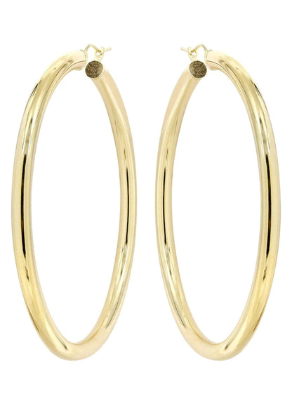 10K Gold Plain Hoop Hoop Earrings | Customizable Size