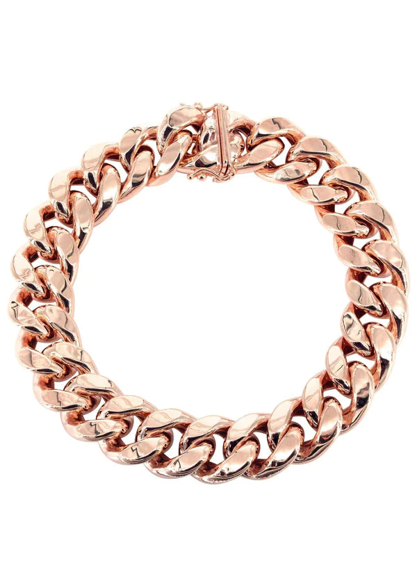 Buy Hollow Miami Cuban Link Bracelet 10K/14K Rose Gold Online
