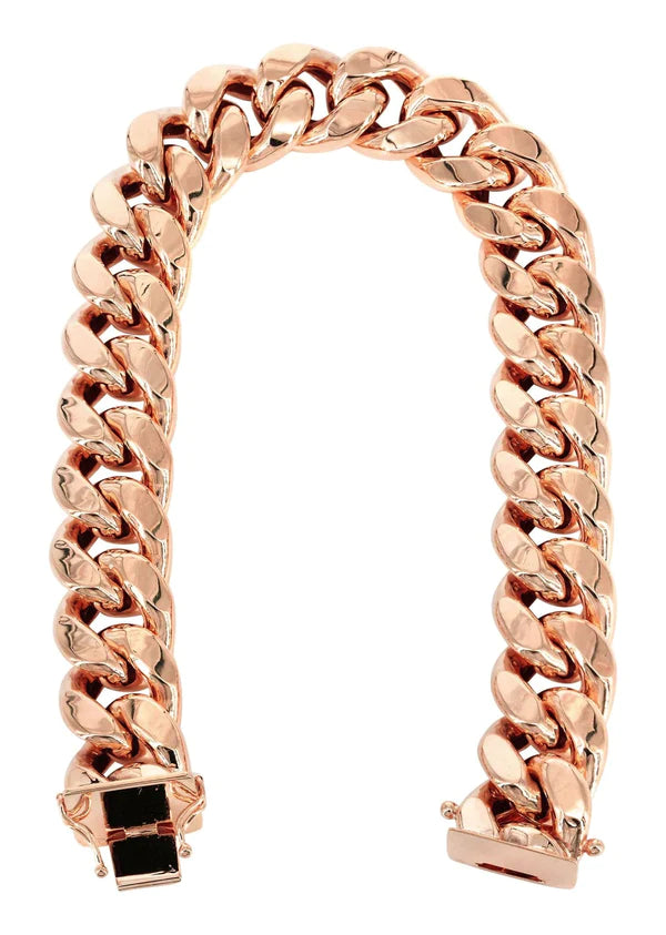 Buy Hollow Miami Cuban Link Bracelet 10K/14K Rose Gold Online