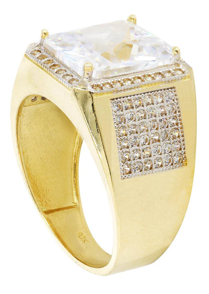 Mens Rock Crystal #2 Ring | 10K Solid Yellow Gold