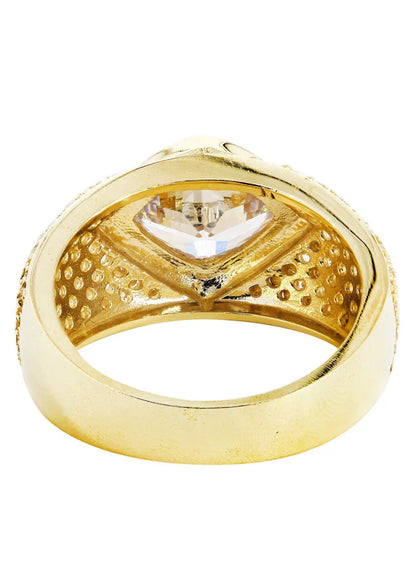 Mens Rock Crystal #3 Ring | 10K Solid Yellow Gold
