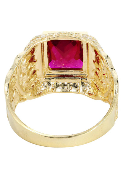 Mens Ruby Ring | 10K Solid Yellow Gold | Style # 3