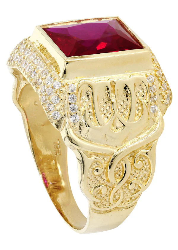 Mens Ruby Ring | 10K Solid Yellow Gold | Style # 3