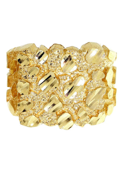 Mens Gold Nugget Ring | 10K Solid Yellow Gold