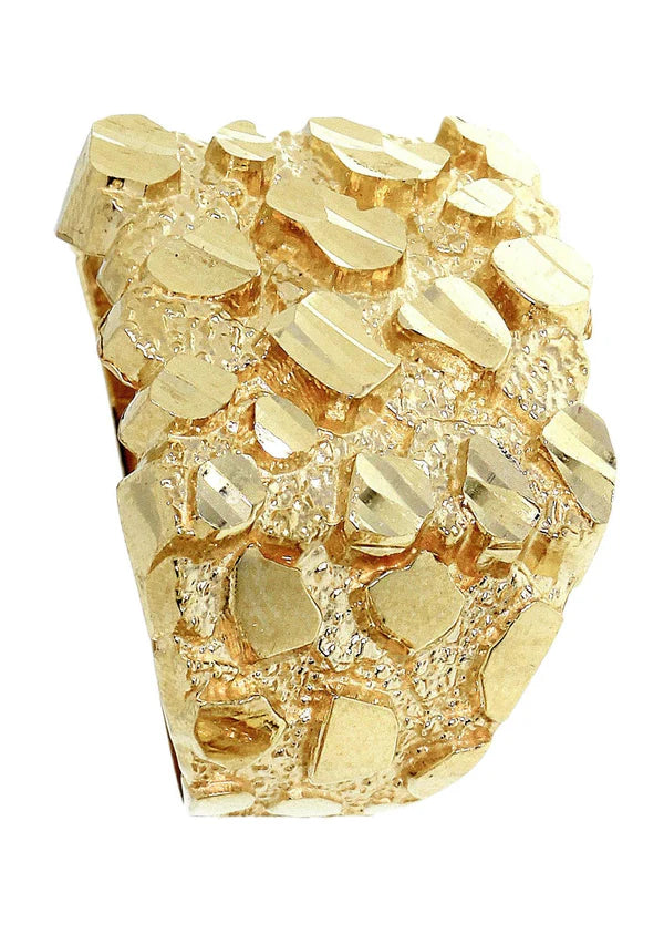 Mens Gold Nugget Ring | 10K Solid Yellow Gold