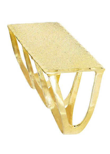 Mens Three Finger Ring | 10K Solid Yellow Gold | Engraving Available | Style#2