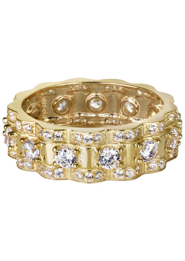 Mens Eternity Wedding BandPinky Ring | 10K Solid Yellow Gold | Style #1