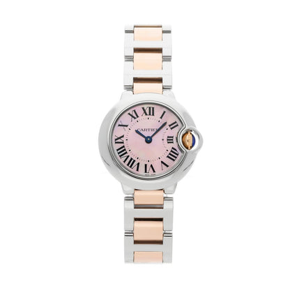 Cartier W2BB0009  Ballon Bleu 28mm 18K Gold Steel MOP Dial Lady's Quartz Watch