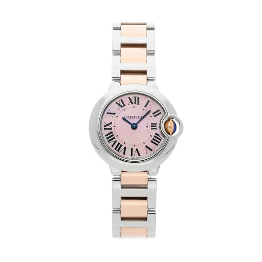 Cartier W2BB0009  Ballon Bleu 28mm 18K Gold Steel MOP Dial Lady's Quartz Watch