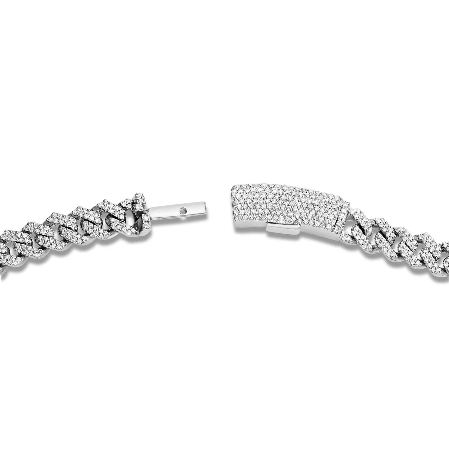 Diamond Cuban Chain with Heart Motif | 14K GOLD 4.21CTW | 4MM | 3 Color Options Available | Two Tone Available