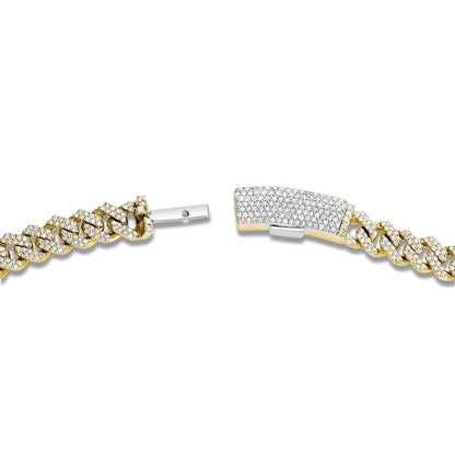 Diamond Cuban Chain with Heart Motif | 14K GOLD 4.21CTW | 4MM | 3 Color Options Available | Two Tone Available