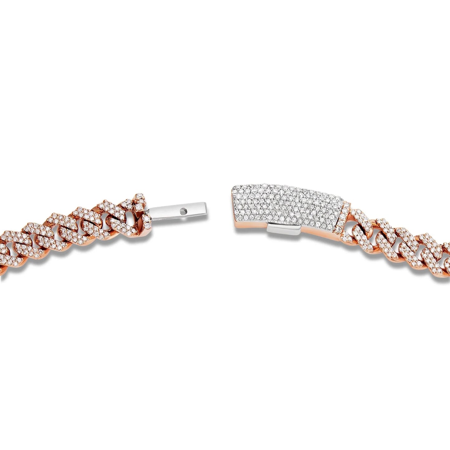Diamond Cuban Chain with Heart Motif | 14K GOLD 4.21CTW | 4MM | 3 Color Options Available | Two Tone Available